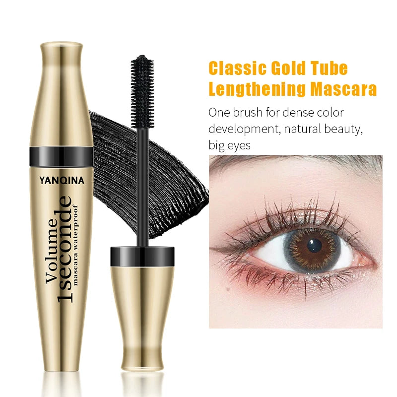 Waterproof Curling Mascara Liquid Fiber Black Eyelashes Brush Long Lasting Natural Eye Makeup