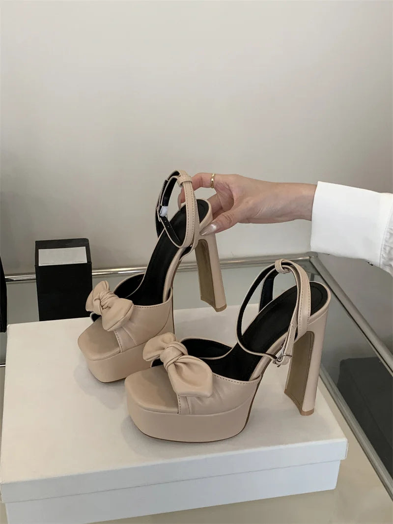 Hiley Sexy Pleated Bowknot Women's Sandals for wedding Peep Toe