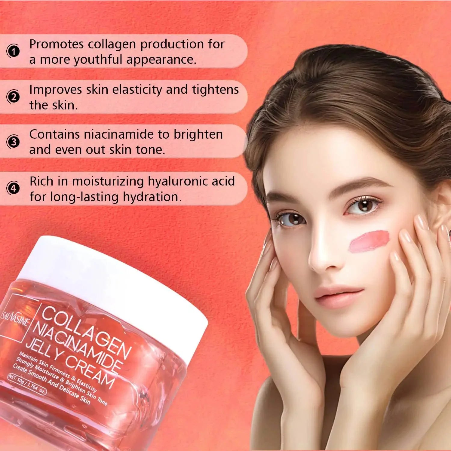 Collagen Niacinamide Jelly Cream Deep Moisturizing Pore Shrinking Brightening