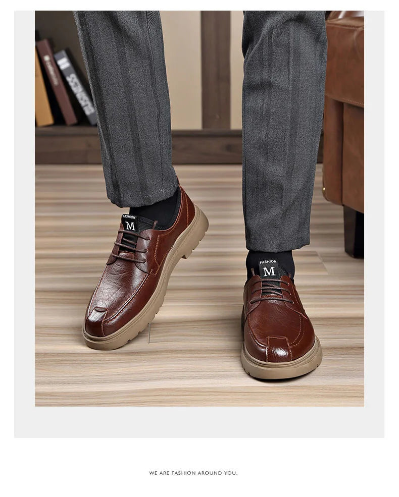 Men's Genuine Leather Shoes Work Boots Business Casual Warm and Comfortable Loafers