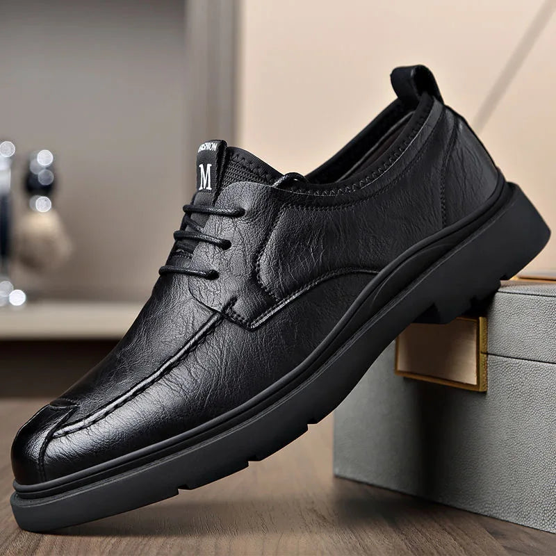 Men's Genuine Leather Shoes Work Boots Business Casual Warm and Comfortable Loafers