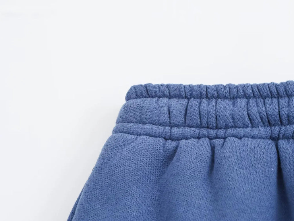 Knit Set Woman Elegant Outfit Set Blue Pants Sets Print Sweatshirt Sets