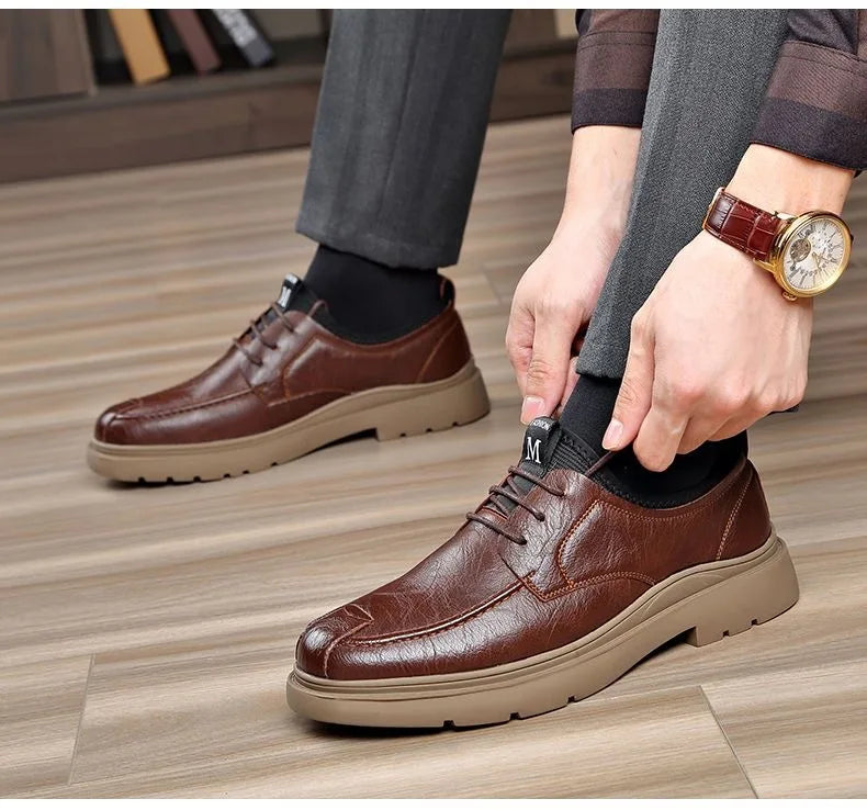 Men's Genuine Leather Shoes Work Boots Business Casual Warm and Comfortable Loafers
