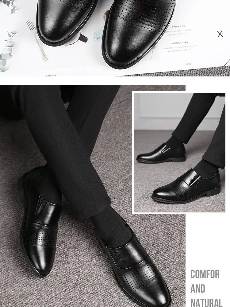 Men's Business Formal Leather Shoes Summer Breathable