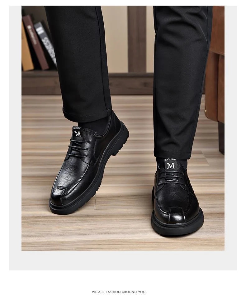 Men's Genuine Leather Shoes Work Boots Business Casual Warm and Comfortable Loafers