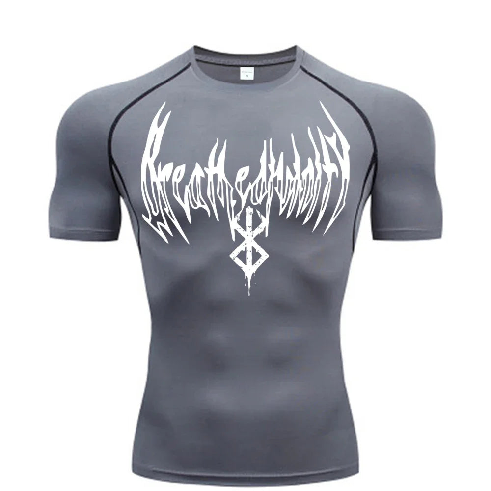 Gym t-shirt Dry Breath God Tee Shirt Short Sleeve Top Muscle Gym Fitness