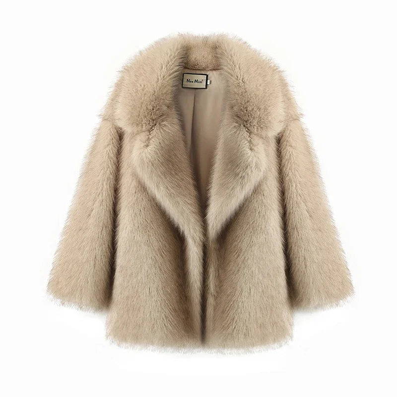 Hot Fashion Girls Oversized Gradient Fur Coat Women Thick Warm Outerwear