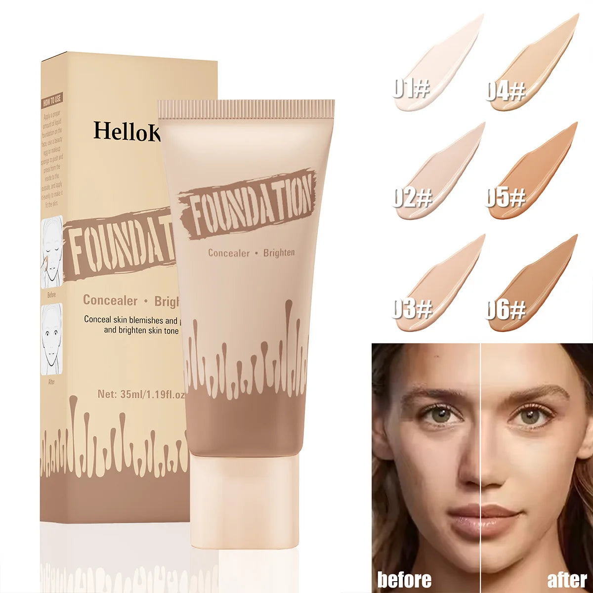Coverage Foundation, Matte Finish Oil-control Liquid Foundation, Covering Blemishes