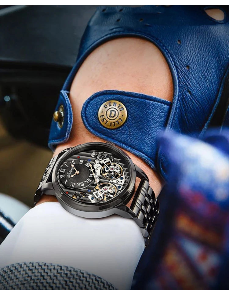 AILANG Top Brand Luxury Watch Men Automatic Luminous Black Clock Men