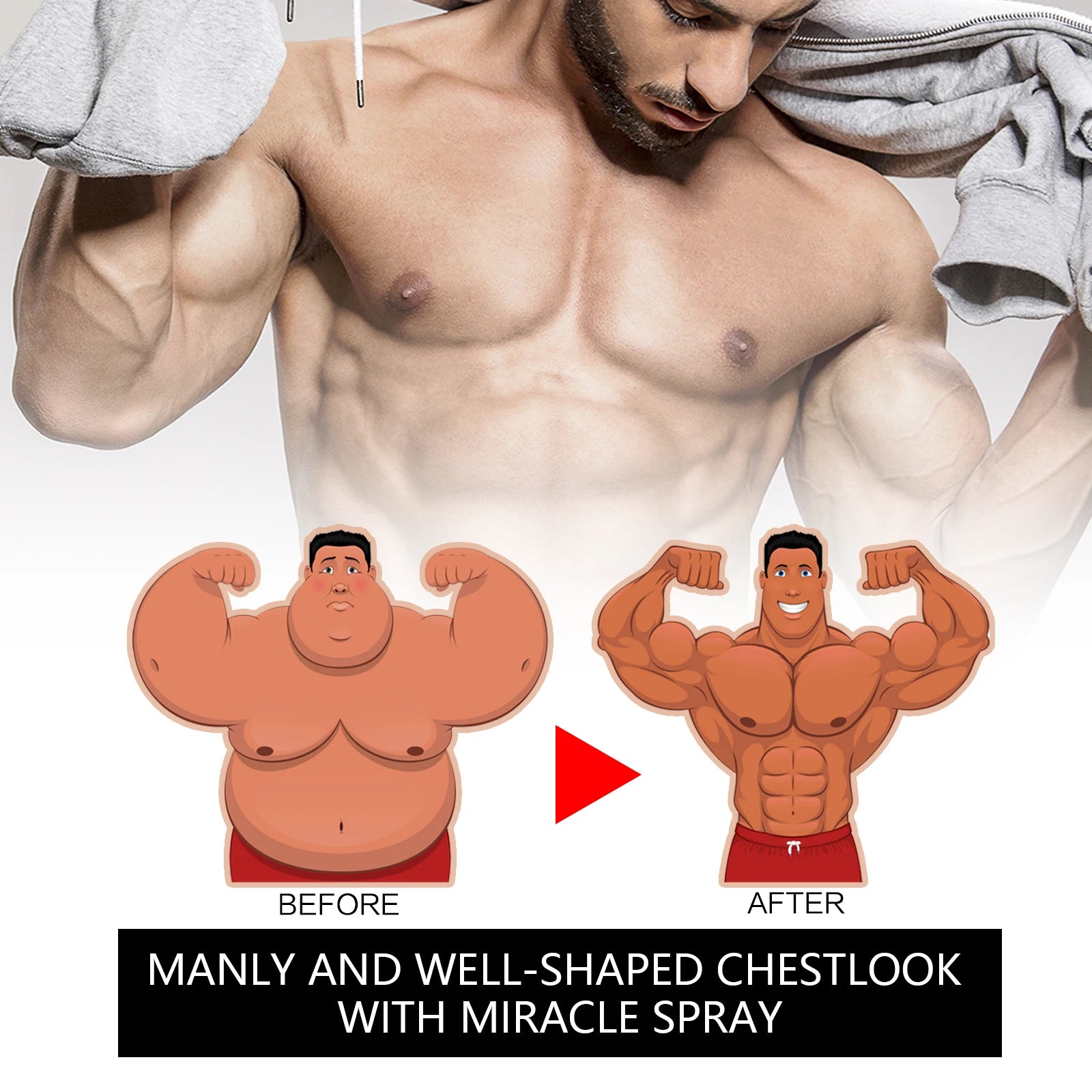 Gynecomastia Removal Spray Anti Cellulite Strengthen Chest Abdominal Muscles