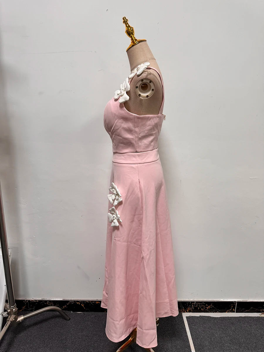 Two Piece Set for Women Square Neck Sleeveless Vest High Waist Skirt Sets Female