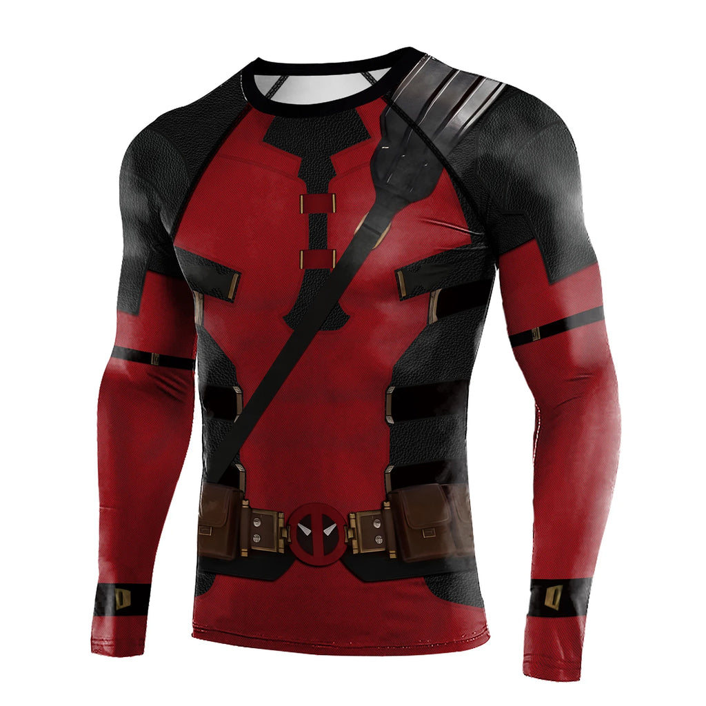 Compression Shirts for Men Long Sleeve of Avengers  Fitness Sportwear