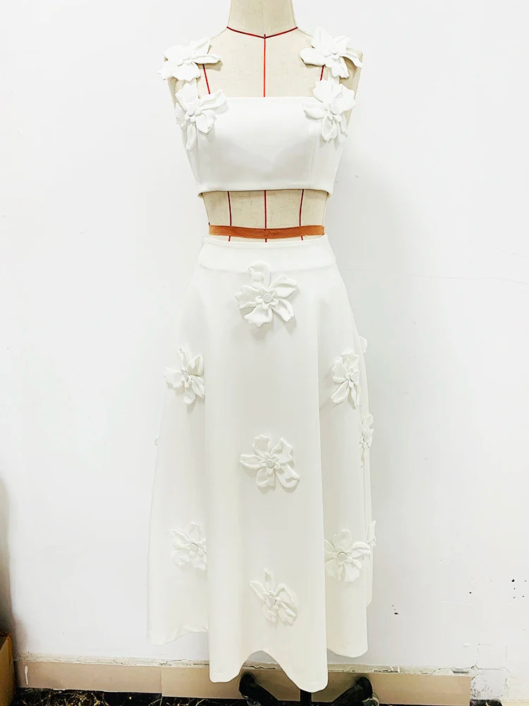 HIGH STREET Newest 2024 Designer Suit set Women's Strap Spaghetti Flowers