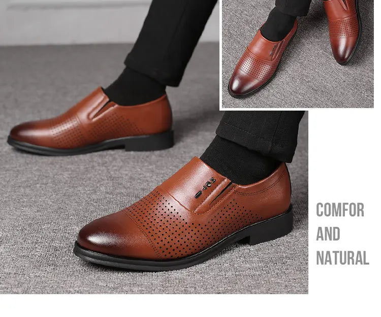 Men's Business Formal Leather Shoes Summer Breathable