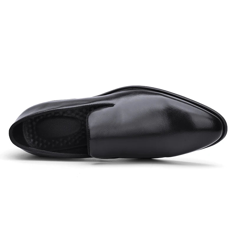 Business Formal Slip-On Leather Shoes Men's Casual Moccasins Black Wedding Shoes
