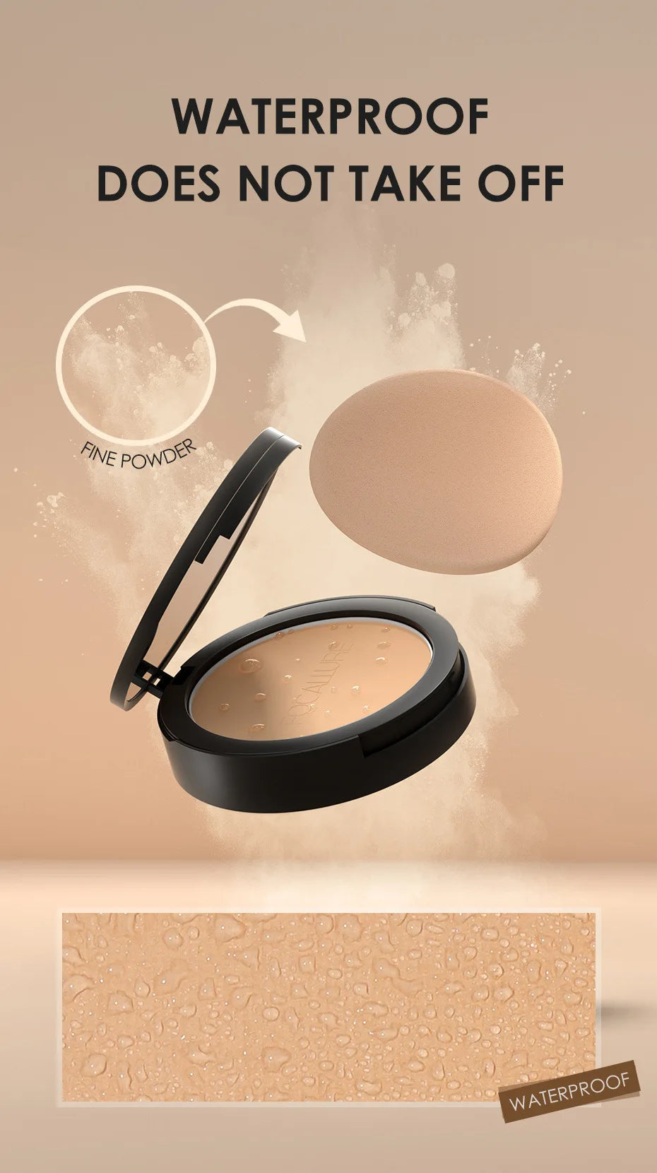 FOCALLURE Make Up Face Powder Brighten Oil-control Nude Makeup Pressed Powder