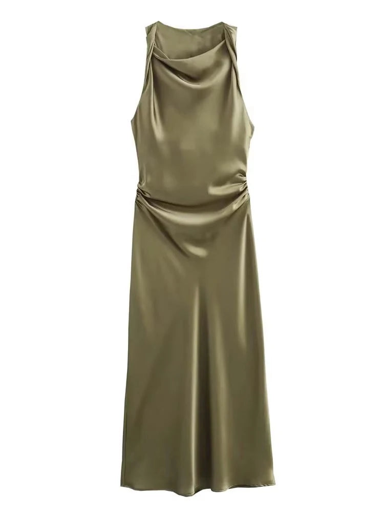 Satin Long Dresses for Women Slip Midi Dress Woman Evening Party
