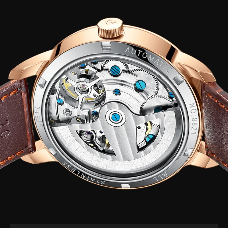 AILANG Top Brand Luxury Watch Men Automatic Luminous Black Clock Men