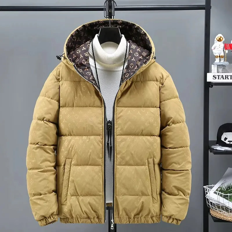 Men Winter Puffer Jacket Cotton Padded Coat Luxury Brand Thick Windproof