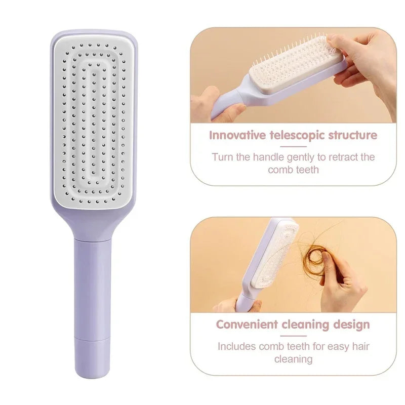 Rotating Comb Long Handle Anti-Static Scalp Massage Hair Comb for Women