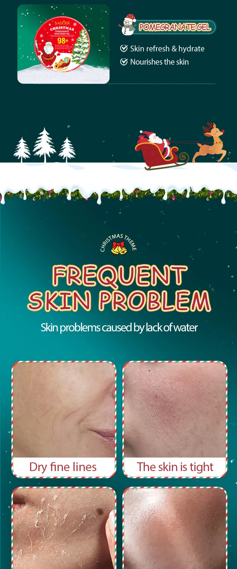 Christmas Pomegranate Moisturizing Gel - Soothing Aloe Moisturizing Cream