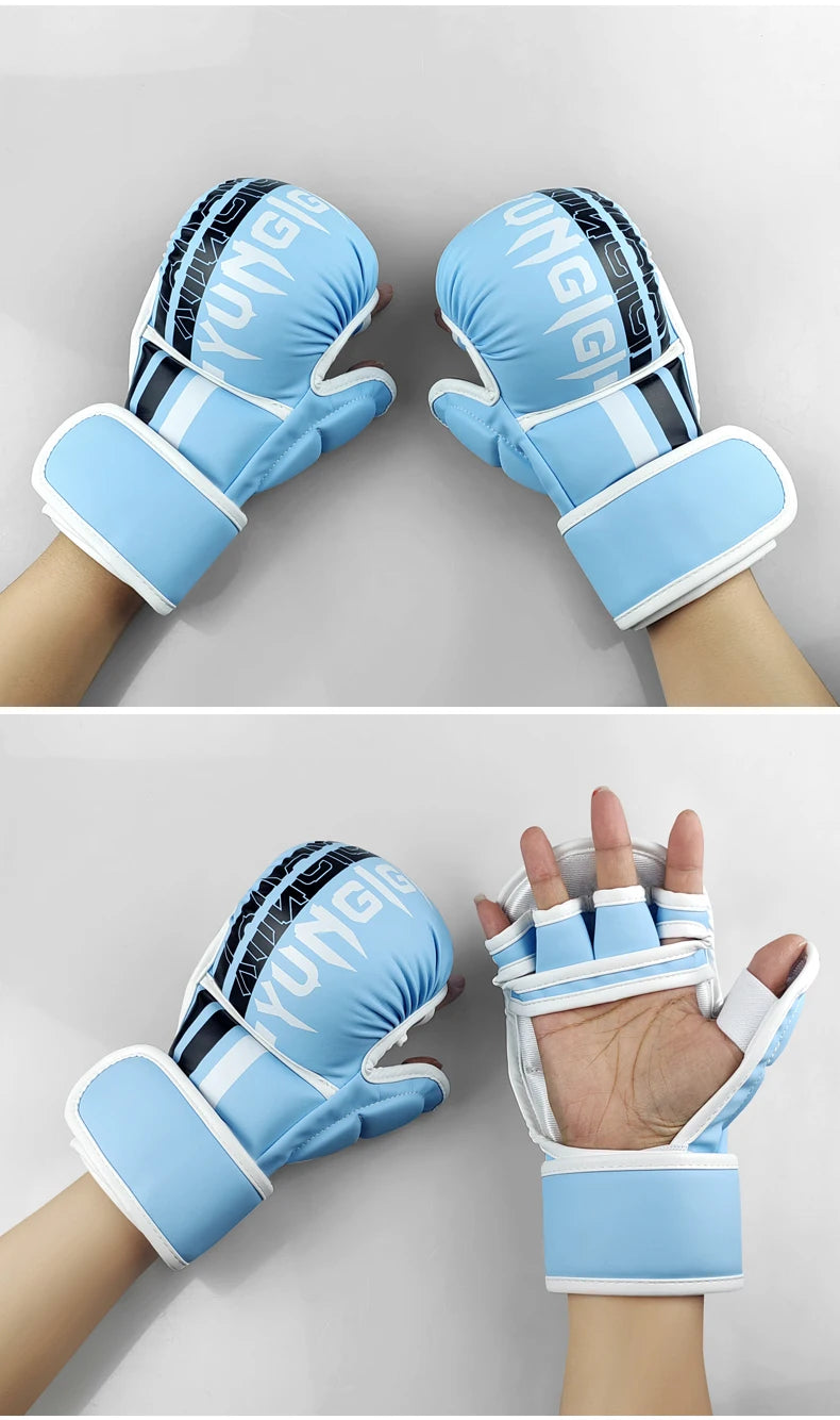 Colors MMA half finger boxing gloves PU Leather Fight with gloves Combat gloves Adult Combat gloves