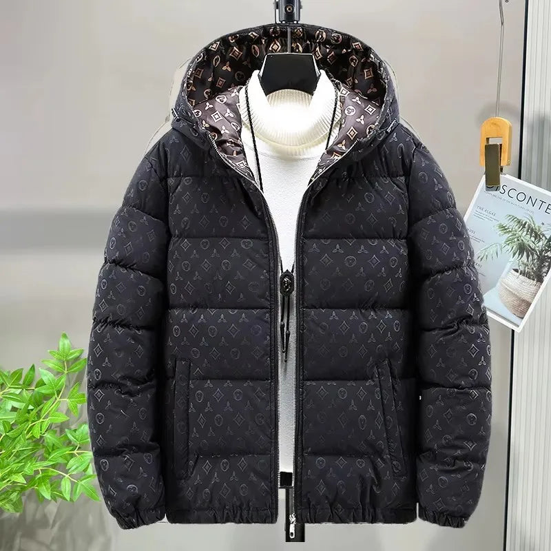 Men Winter Puffer Jacket Cotton Padded Coat Luxury Brand Thick Windproof