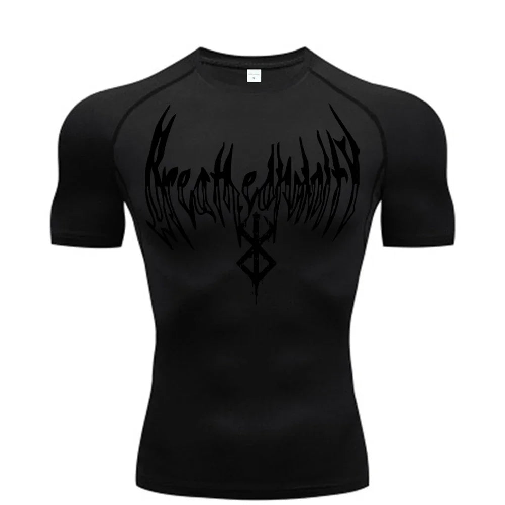 Gym t-shirt Dry Breath God Tee Shirt Short Sleeve Top Muscle Gym Fitness