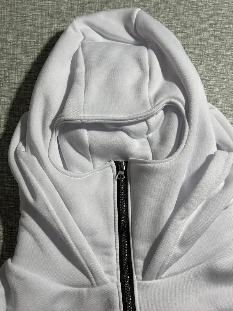 Street statement hoodies insulated double-hooded sweatshirts, masked zip-up sweatshirts