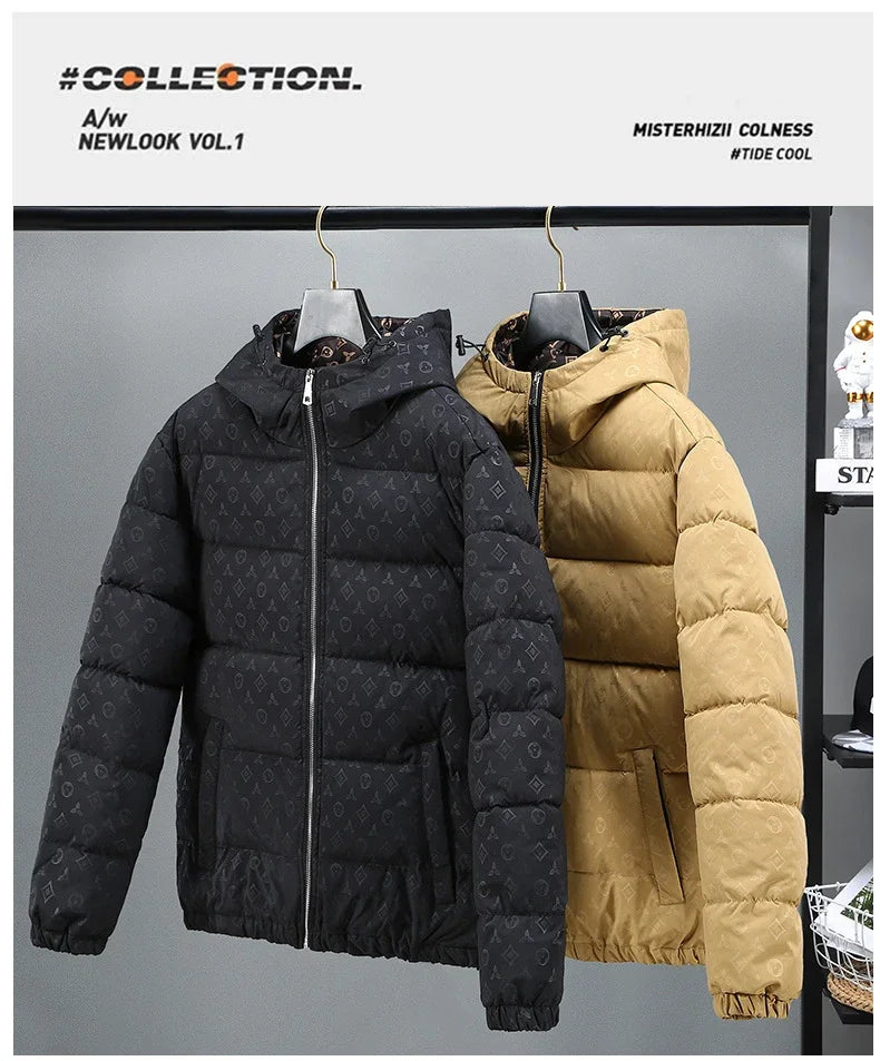 Men Winter Puffer Jacket Cotton Padded Coat Luxury Brand Thick Windproof