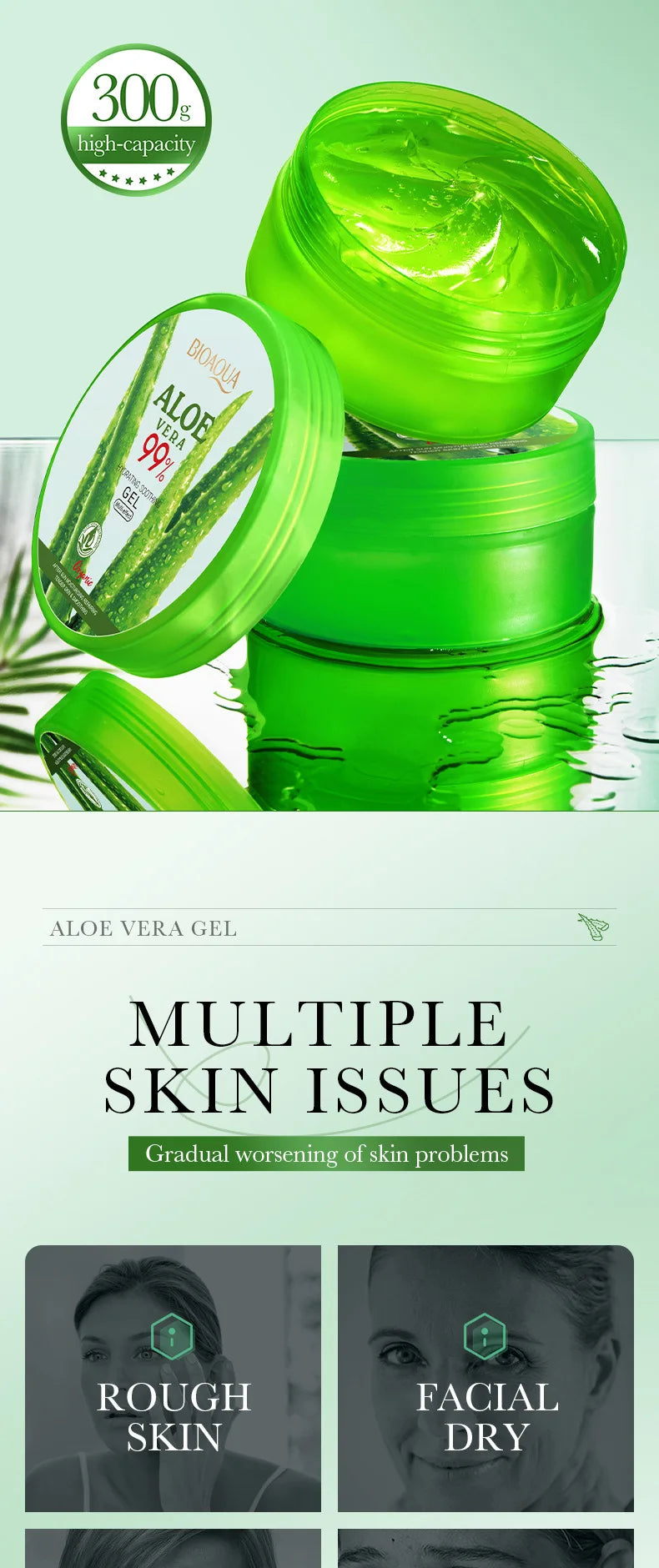 BIOAQUA Moisturizing and Soothing Aloe Vera Gel Creams Skin
