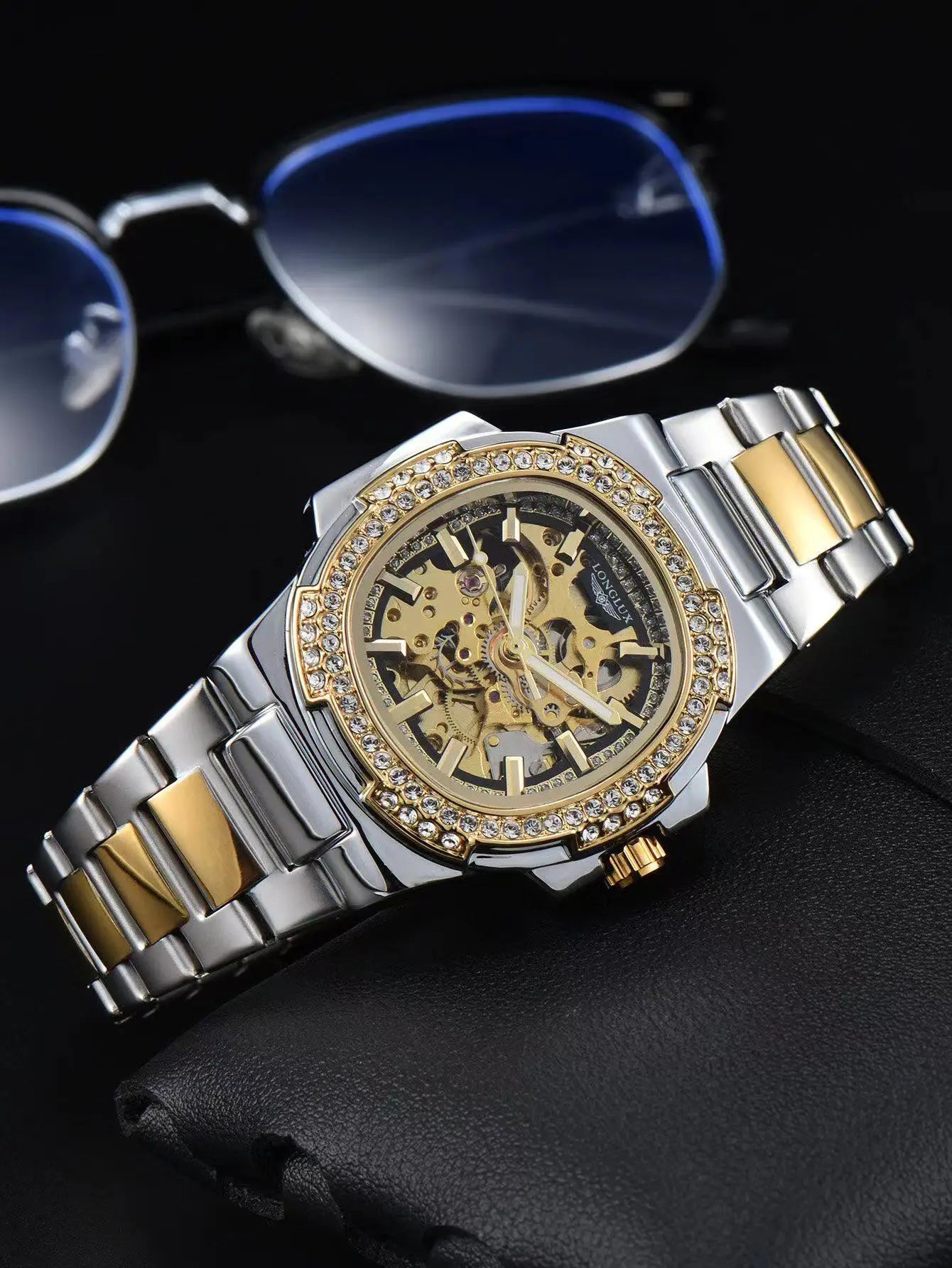 LONGLUX automatic man watch luxury stainless steel mechanical