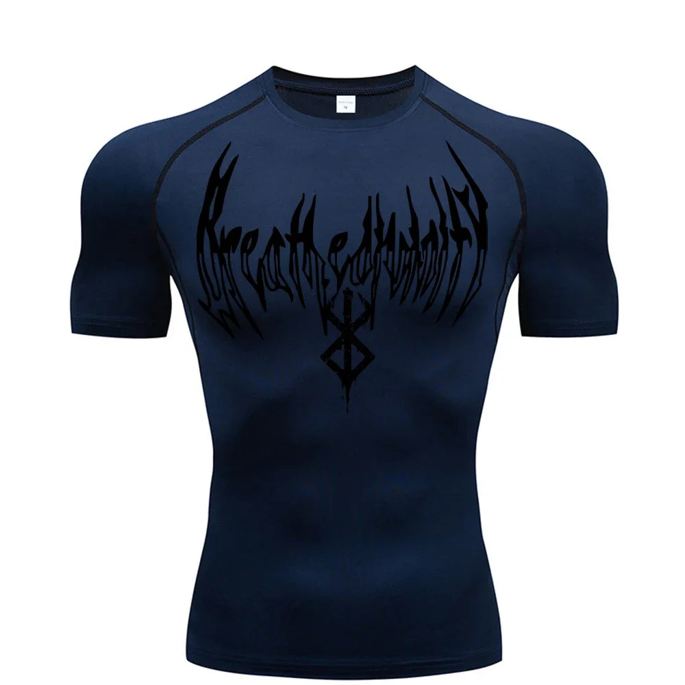 Gym t-shirt Dry Breath God Tee Shirt Short Sleeve Top Muscle Gym Fitness