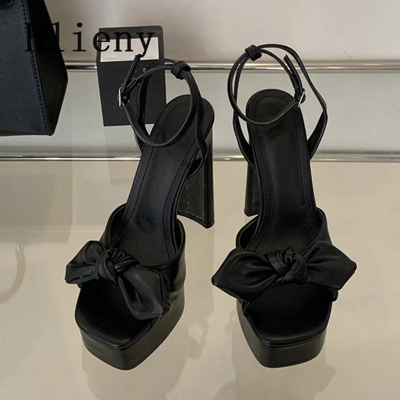 Hiley Sexy Pleated Bowknot Women's Sandals for wedding Peep Toe