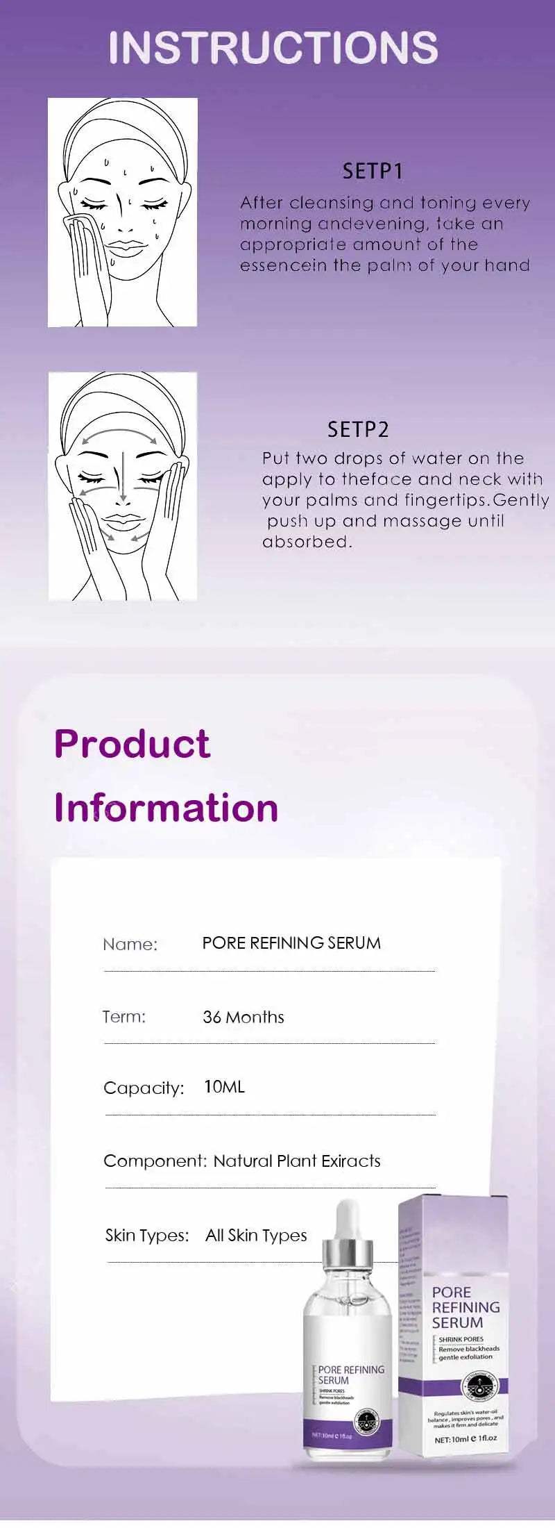 Pore Shrinking Serum Face Removing Large Pores Tightening Facial Pore Minimizing