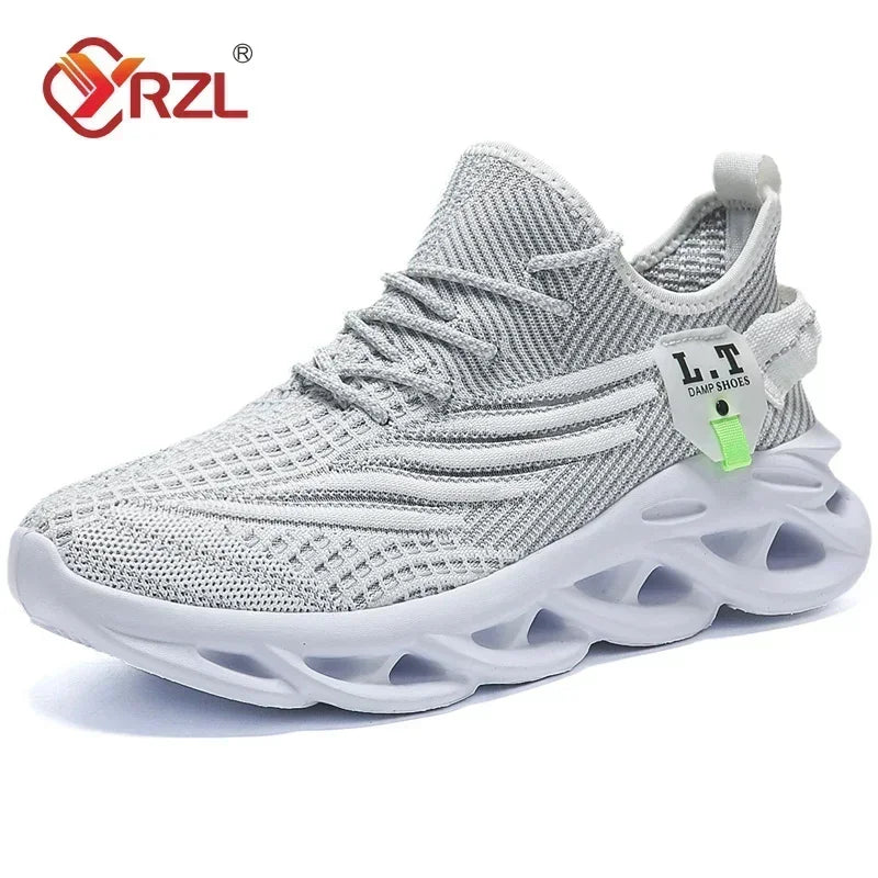YRZL Men Sports Running Black Jogging Shoes Casual Sneakers Outdoor Breathable