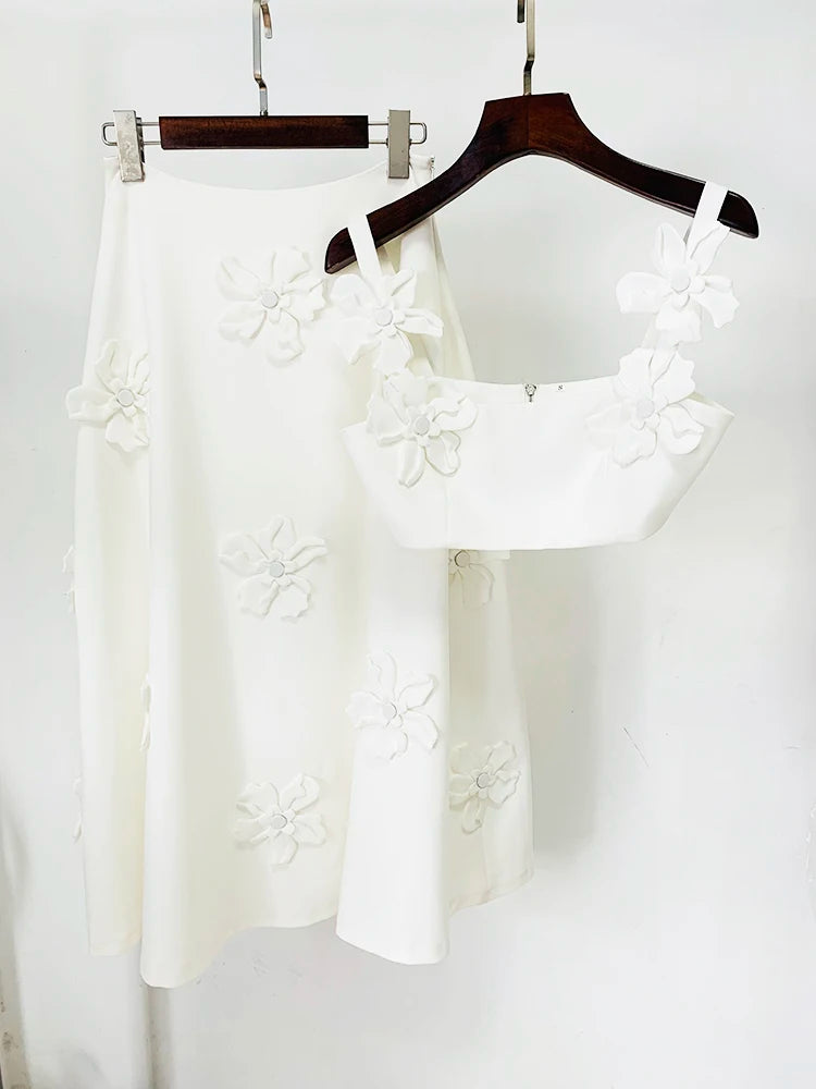 HIGH STREET Newest 2024 Designer Suit set Women's Strap Spaghetti Flowers