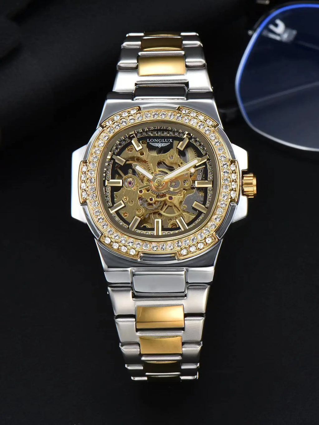 LONGLUX automatic man watch luxury stainless steel mechanical