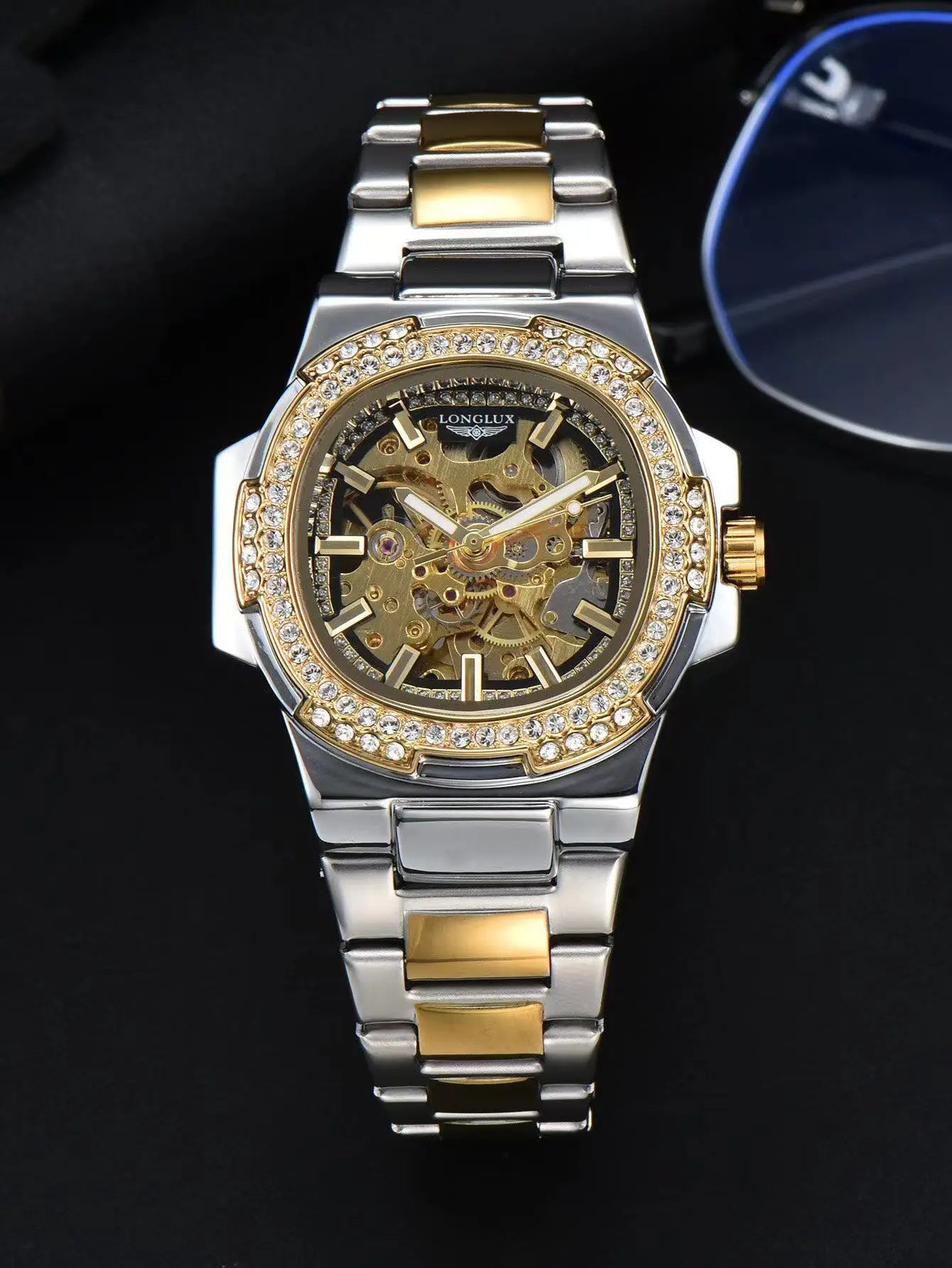 LONGLUX automatic man watch luxury stainless steel mechanical