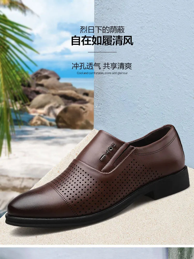 Men's Business Formal Leather Shoes Summer Breathable