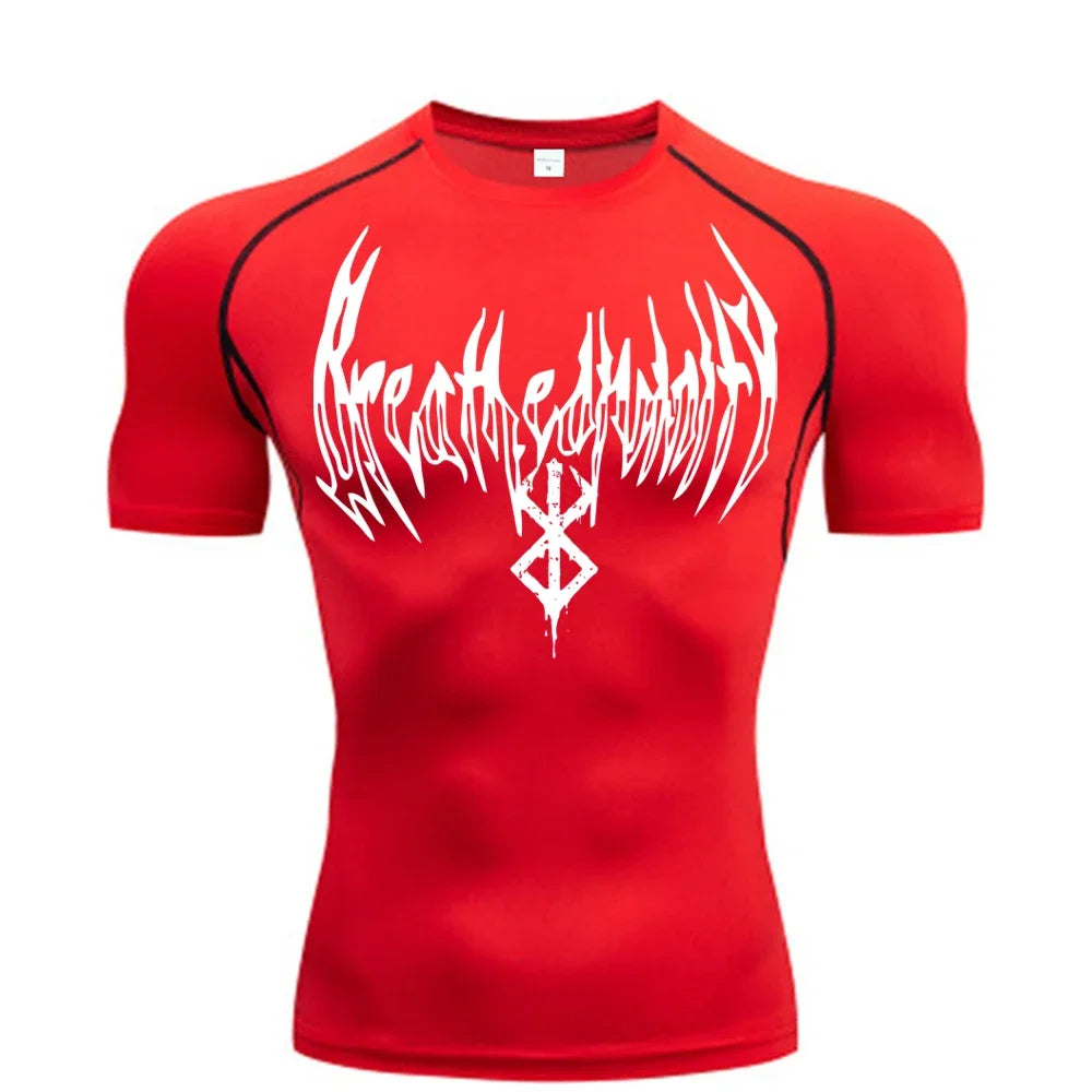 Gym t-shirt Dry Breath God Tee Shirt Short Sleeve Top Muscle Gym Fitness