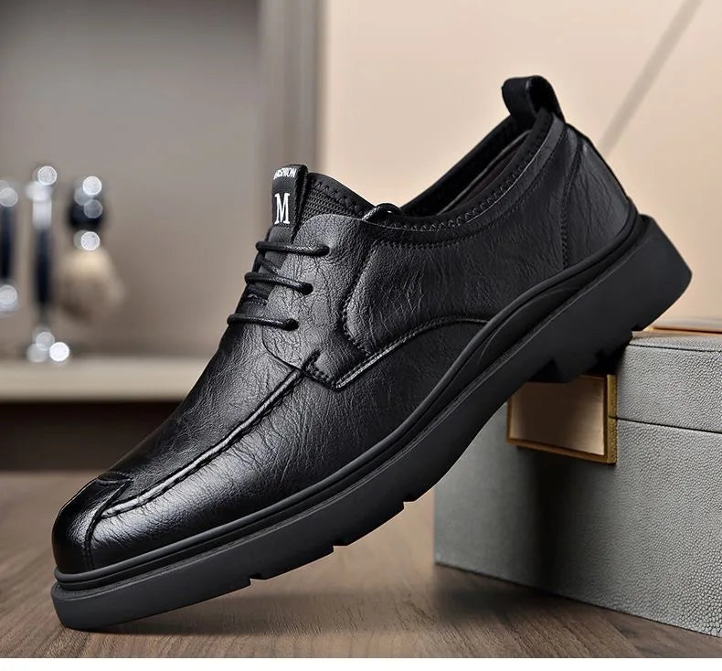 Men's Genuine Leather Shoes Work Boots Business Casual Warm and Comfortable Loafers