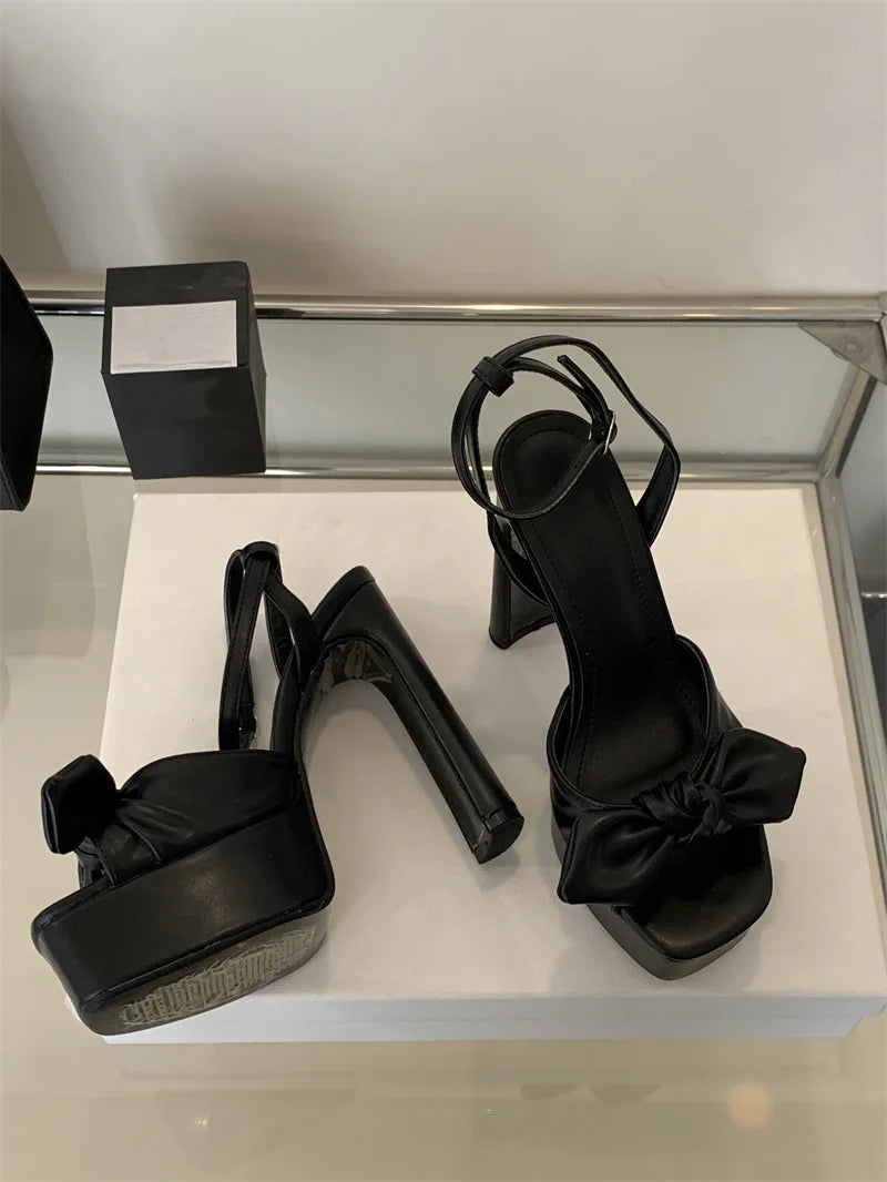 Hiley Sexy Pleated Bowknot Women's Sandals for wedding Peep Toe