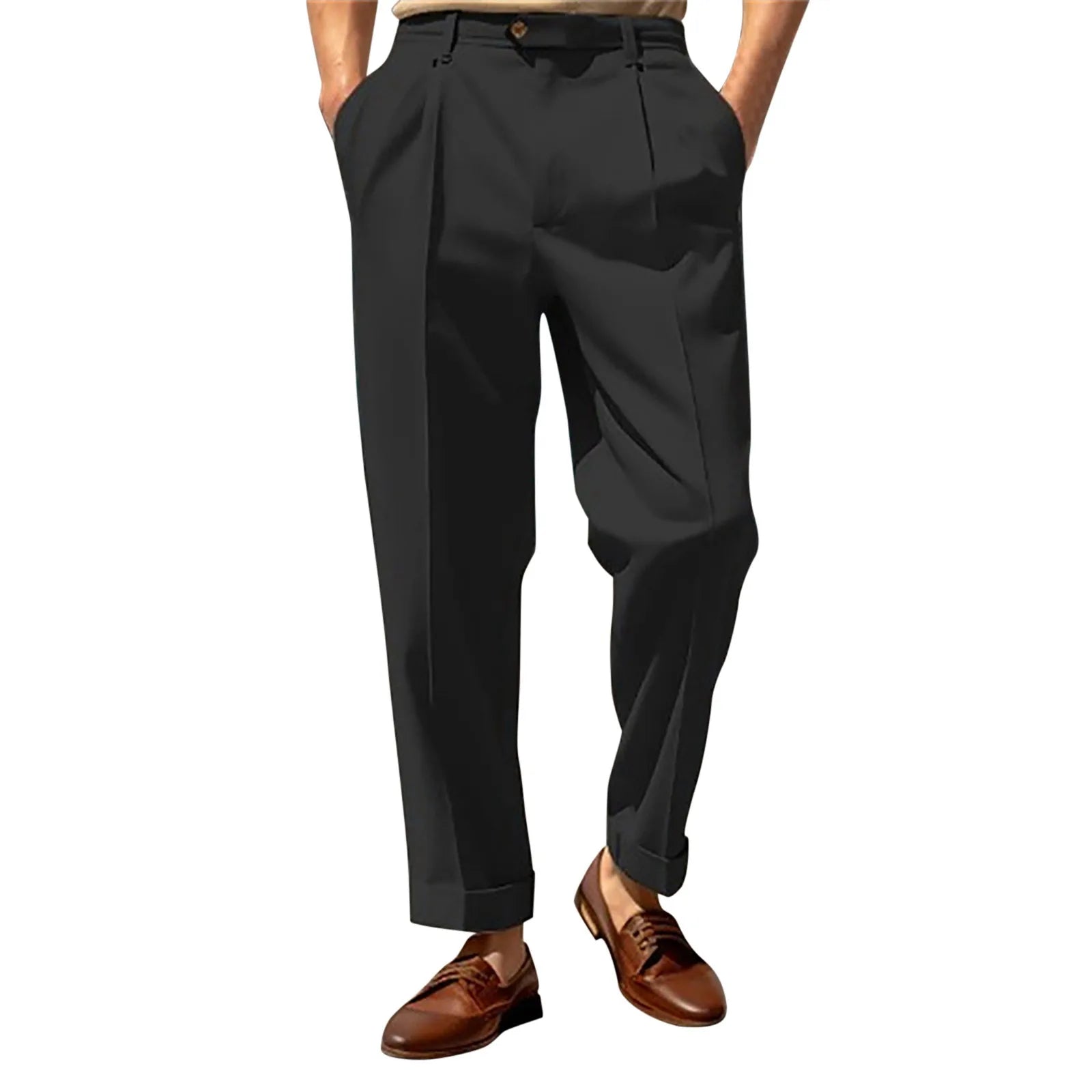 Wide Leg Casual Pants for Mens Solid