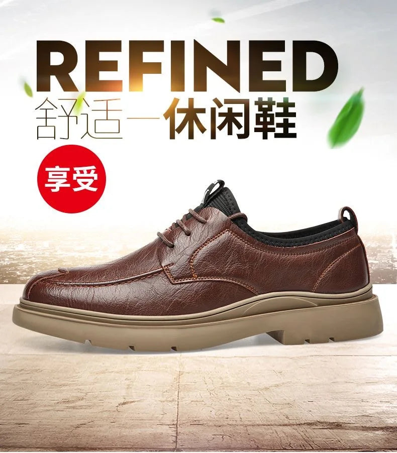 Men's Genuine Leather Shoes Work Boots Business Casual Warm and Comfortable Loafers