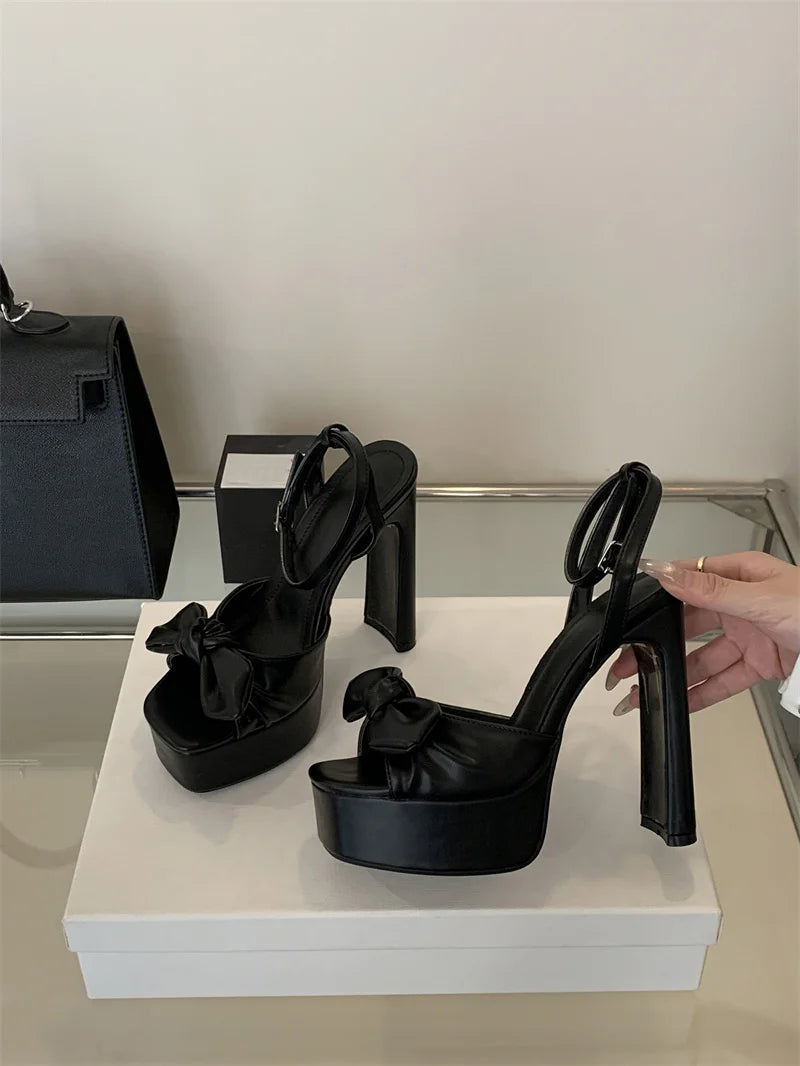 Hiley Sexy Pleated Bowknot Women's Sandals for wedding Peep Toe