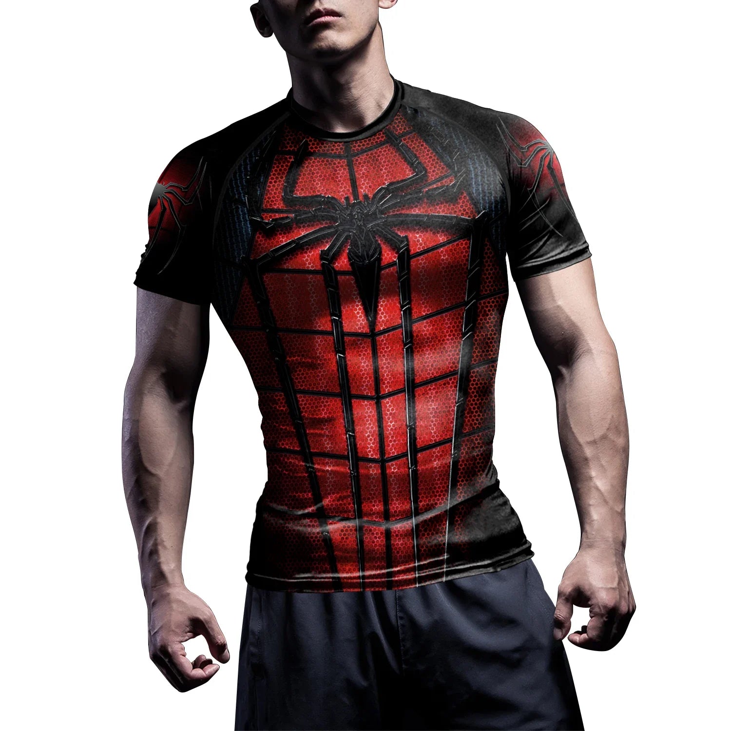 Superhero Mens Compression T Shirt Sport Workout 3D Spider Compression Gym Fitness Top