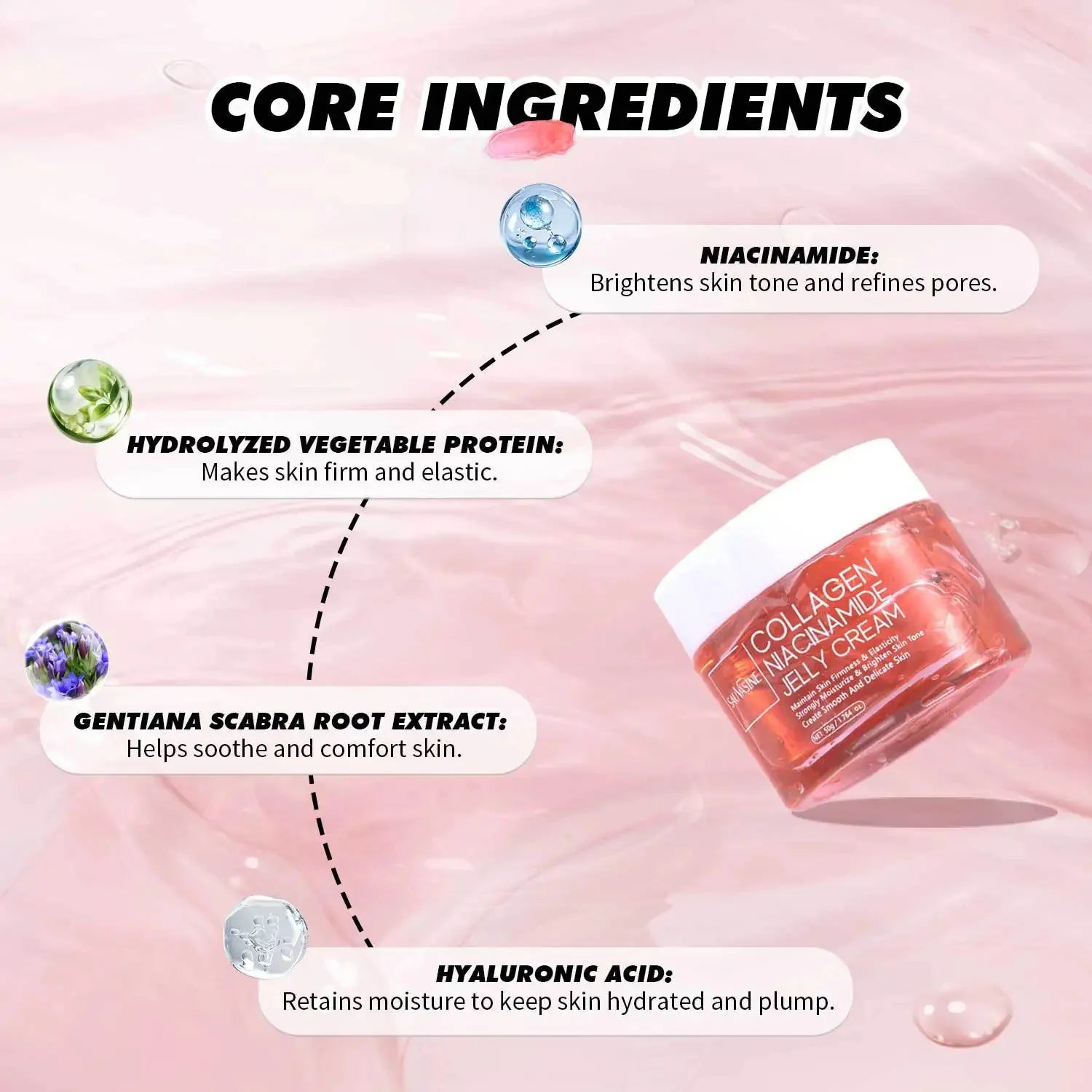 Collagen Niacinamide Jelly Cream Deep Moisturizing Pore Shrinking Brightening