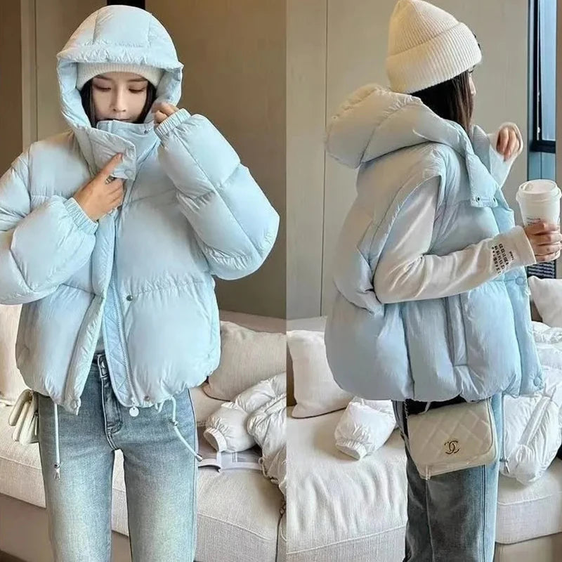 Winter Thick Female Clothing Vest Fashion Hooded Sleeveless Down Jacket