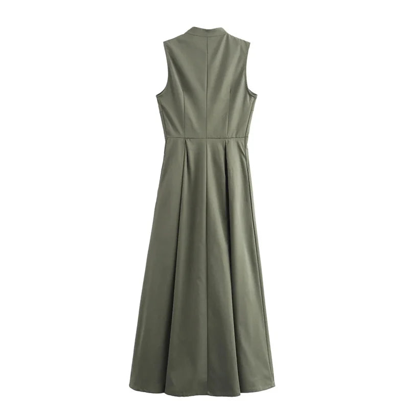 Long Dress Woman Pleated Sleeveless Summer Elegant Party Dresses for Women